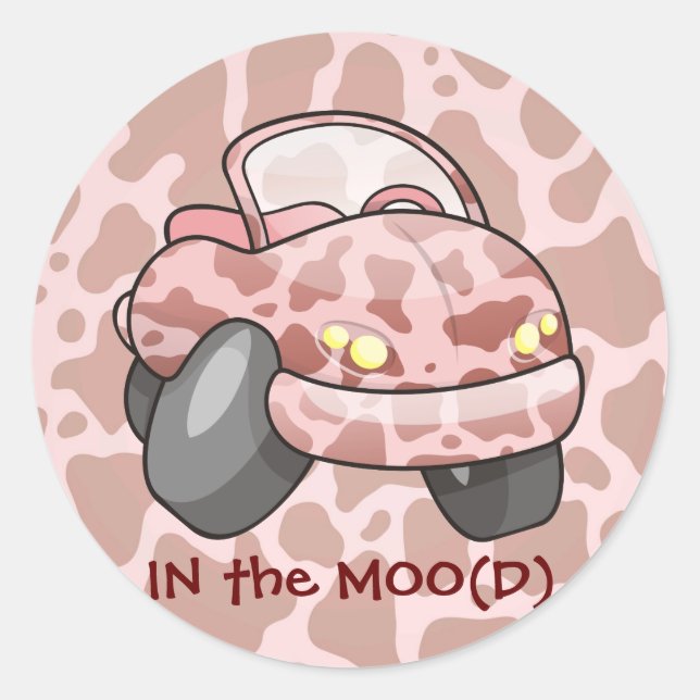 Moo Car Classic Round Sticker (Front)