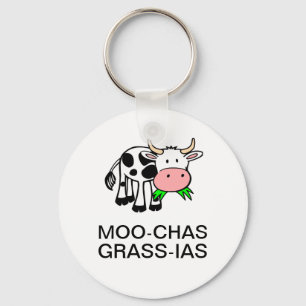 Moo-chas Grass-ias (Muchas Gracias) Round Keychain