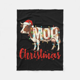 Moo Christmas Funny Cow Lovers Cattle Famer Farmin Fleece Blanket