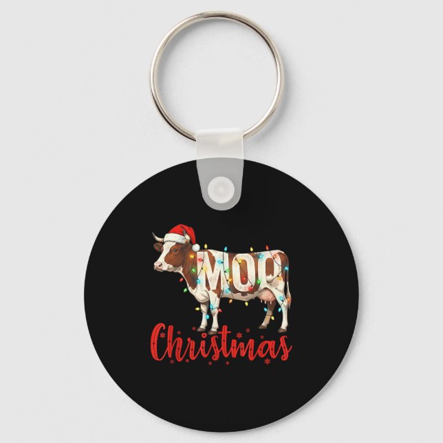 Moo Christmas Funny Cow Lovers Cattle Famer Farmin Key Ring (Front)