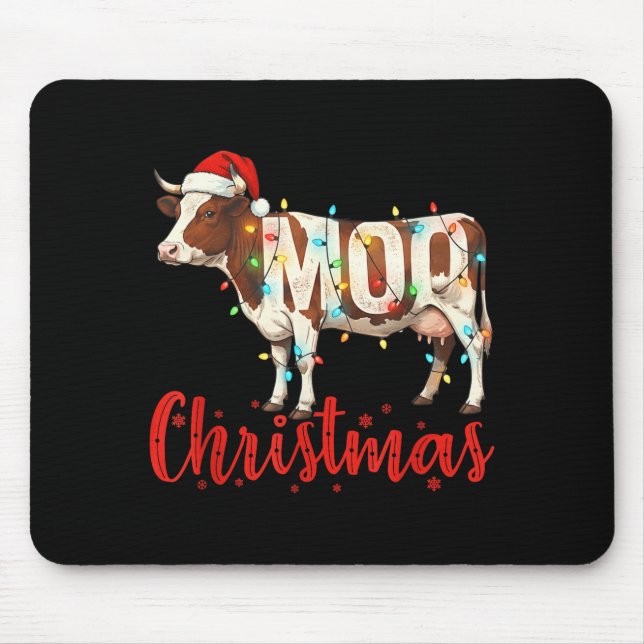 Moo Christmas Funny Cow Lovers Cattle Famer Farmin Mouse Mat (Front)
