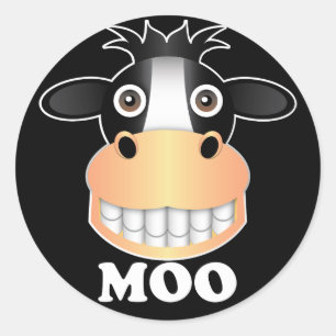 Moo - Classic Round Sticker, Glossy Classic Round Sticker