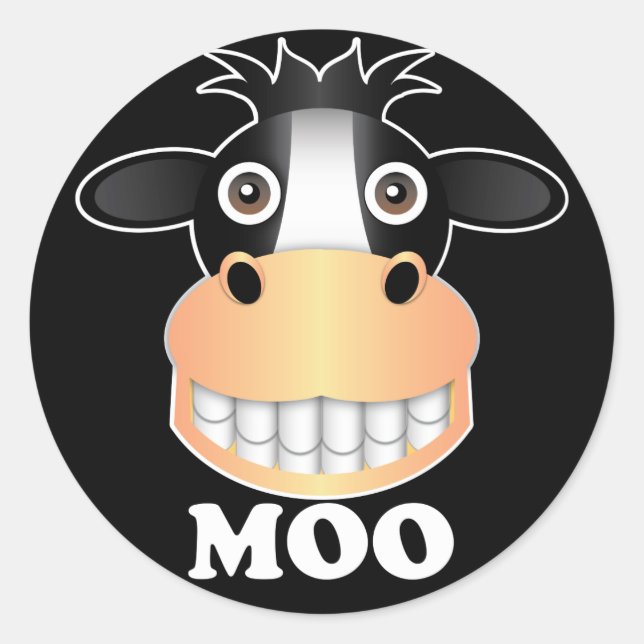 Moo - Classic Round Sticker, Glossy Sticker (Front)