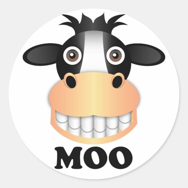 Moo - Classic Round Sticker, Glossy Sticker (Front)