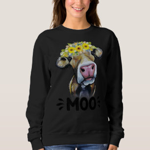 Moo Cow Cute Cattle Cowgirl Dairy Farmer Farm Anim Sweatshirt