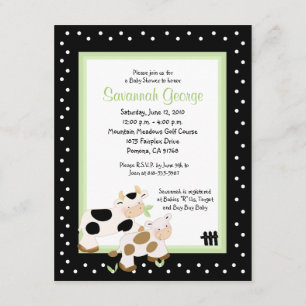 Moo Cow Farm Barnyard Baby Shower 4.25 x 5.5 Invitation