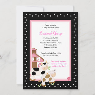 Moo Cow Farm Barnyard Baby Shower Invitations 5x7