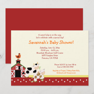 Moo Cow Farm Barnyard Baby Shower Invitations 5x7