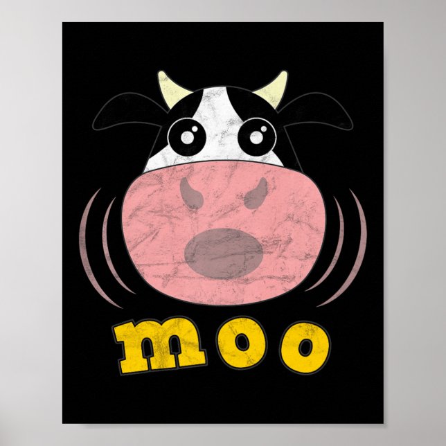 Moo Cow Funny Farm Animals Farmer Calf Heifer Milk Poster (Front)