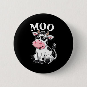 Moo Cow - Funny Farmer Cow For Men Women Kids Boys 6 Cm Round Badge
