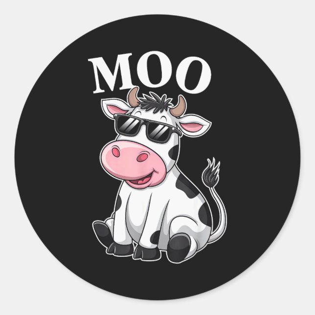 Moo Cow - Funny Farmer Cow For Men Women Kids Boys Classic Round Sticker (Front)