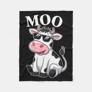 Moo Cow - Funny Farmer Cow For Men Women Kids Boys Fleece Blanket