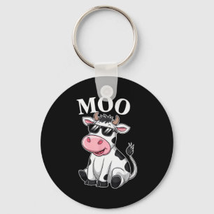 Moo Cow - Funny Farmer Cow For Men Women Kids Boys Key Ring