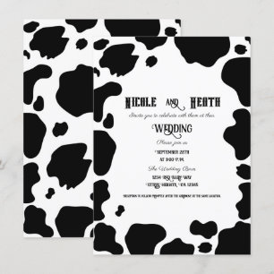Moo Cow Spots Print Black & White Country Wedding Invitation