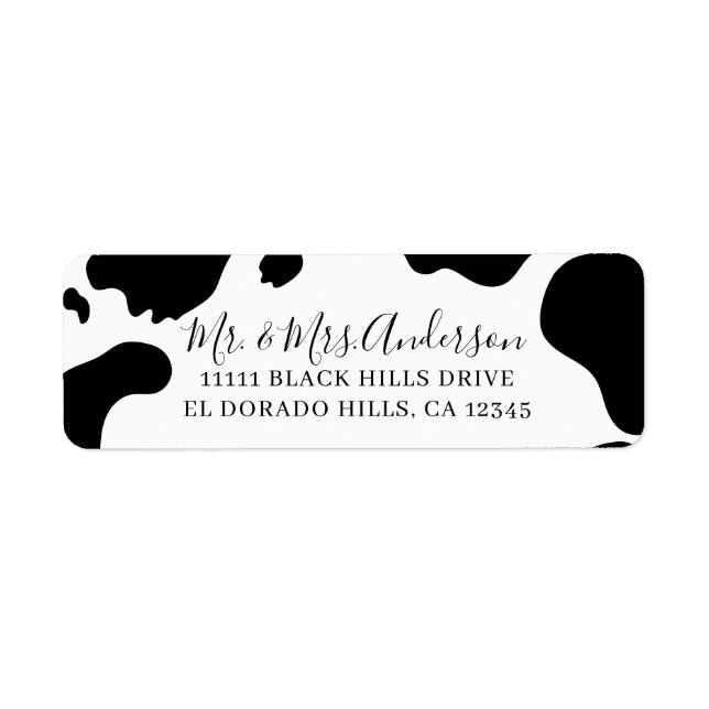 Moo Cow Spots Print Black & White Wedding (Front)