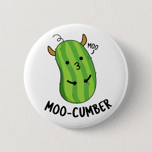 Moo-cumber Funny Veggie Cucumber Pun 6 Cm Round Badge
