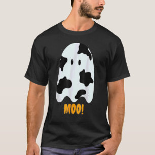 Moo Cute Boo Cow Print Ghost Halloween Costume T-Shirt