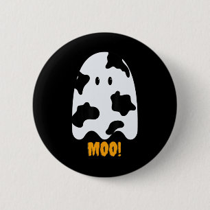 Moo! Cute Fun Cow Print Ghost Halloween Tee 6 Cm Round Badge