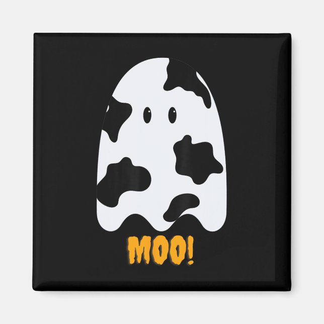 Moo! Cute Fun Cow Print Ghost Halloween Tee  Magnet (Front)