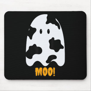 Moo! Cute Fun Cow Print Ghost Halloween Tee Mouse Mat