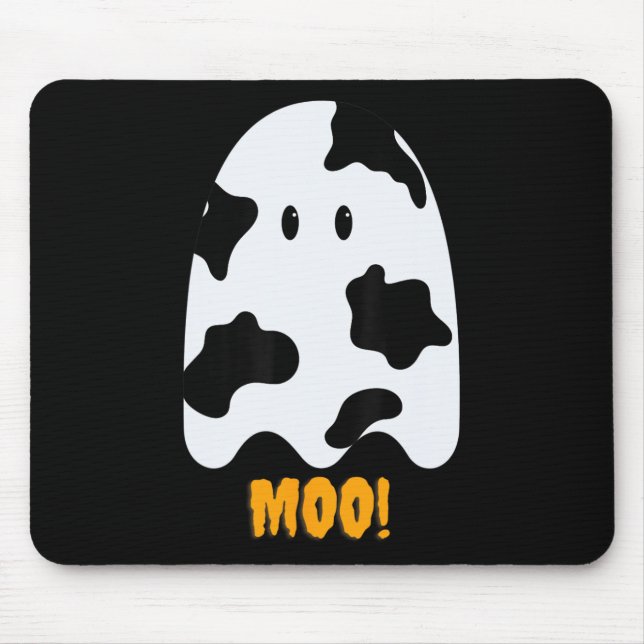 Moo! Cute Fun Cow Print Ghost Halloween Tee  Mouse Mat (Front)