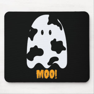 Moo! Cute Fun Cow Print Ghost Halloween Tee Mouse Mat