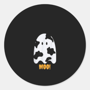 Moo Cute Funny Cow Ghost Halloween Classic Round Sticker