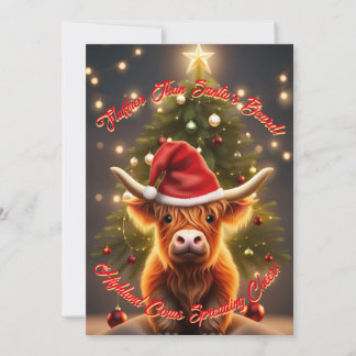 Moo Cute Highland Cow Country Christmas Holiday Card