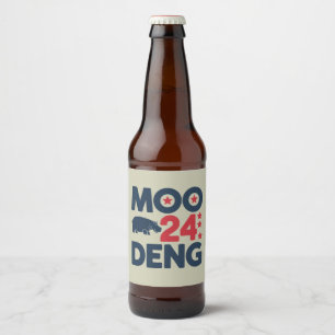 Moo Deng 2024 Moo Deng Moo Deng Cute Baby Hippo Beer Bottle Label