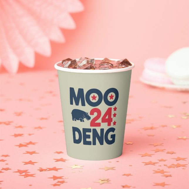 Moo Deng 2024 Moo Deng Moo Deng Cute Baby Hippo Paper Cups (Insitu)