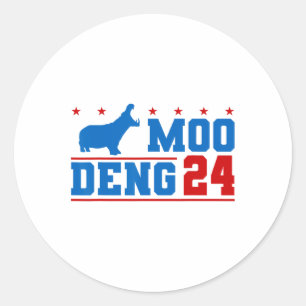 Moo Deng 24 Funny Hippo Moo Deng Zoo Hippopotamus  Classic Round Sticker