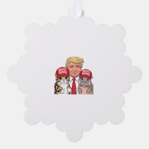 Moo Deng 24 Trump’s Fun Campaign with Hippo & Cat  Tree Decoration Card
