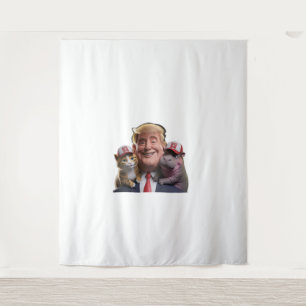 Moo Deng 24 Trump’s Wild Ride with Cat and Hippo! Tapestry