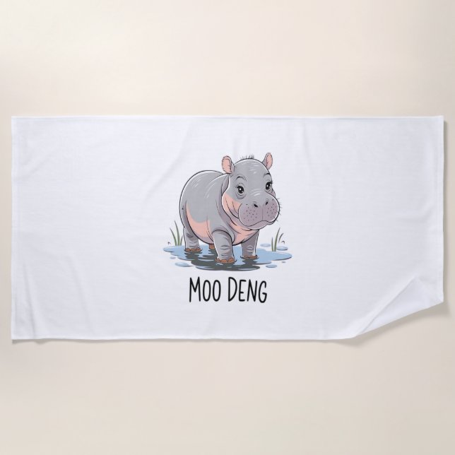MOO DENG ALONE DESIGN T-Shirt Beach Towel (Front)
