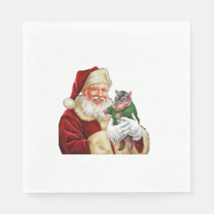Moo Deng and Santa Bring Magic to the North Pole L Napkin