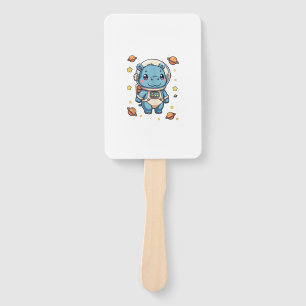 Moo Deng Astronaut Hippo Cute Space Adventure Kids Hand Fan
