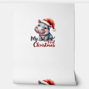 Moo Deng Baby Hippo My First Christmas Cute Santa  Wallpaper