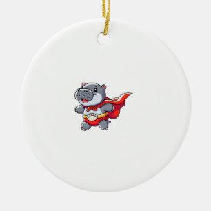 Moo Deng Baby Hippo Superhero Kids Cute Fun Boys G Ceramic Tree Decoration