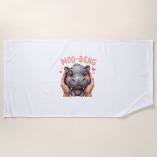 Moo-Deng Baby Pygmy Hippo Cute Baby Hippo Moodeng  Beach Towel