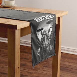 Moo Deng Baby Pygmy Hippo UFO Aliens Short Table Runner