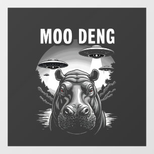 Moo Deng Baby Pygmy Hippo UFO Aliens Window Cling