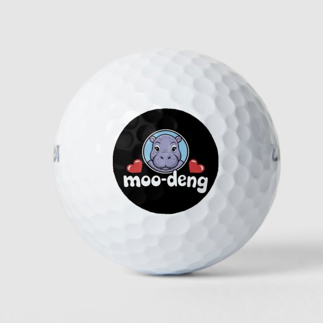 Moo Deng Bouncy Pig in Thai Picture Baby Hippo Golf Balls (Front)