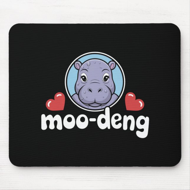 Moo Deng Bouncy Pig in Thai Picture Baby Hippo Mouse Mat (Front)