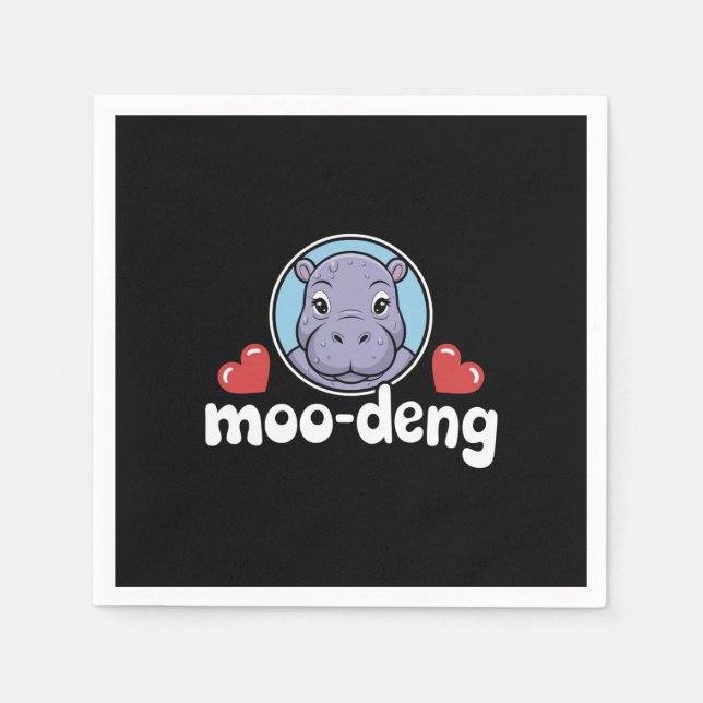 Moo Deng Bouncy Pig in Thai Picture Baby Hippo Napkin (Front)