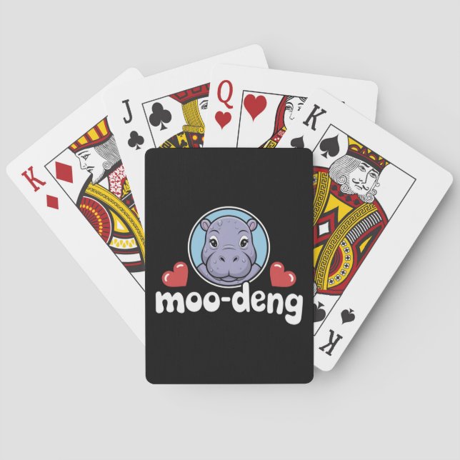Moo Deng Bouncy Pig in Thai Picture Baby Hippo Playing Cards (Back)