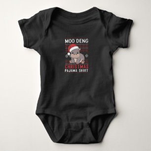 Moo Deng Christmas Pajama Matching Family Baby Bodysuit
