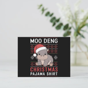 Moo Deng Christmas Pajama Matching Family Holiday Postcard