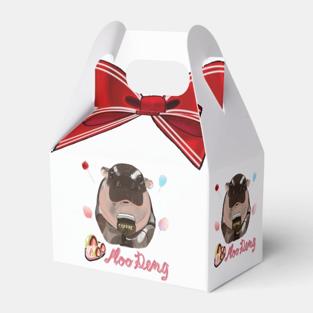 Moo Deng Hippo  Favour Box (Front Side)