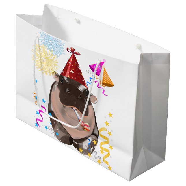 Moo Deng Hippo Large Gift Bag (Front Angled)