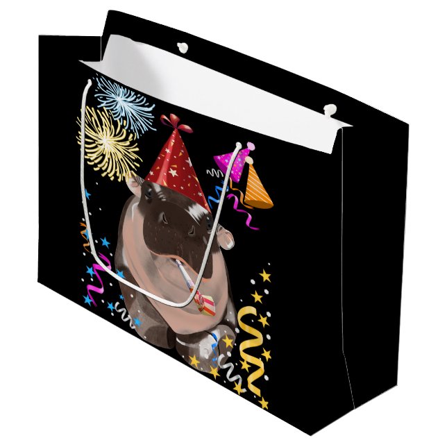 Moo Deng Hippo Large Gift Bag (Front Angled)